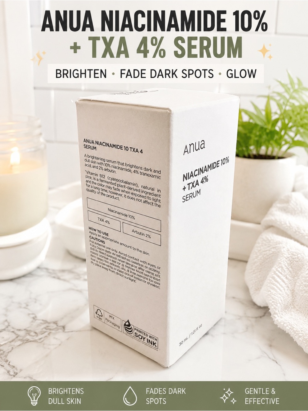 Anua Niacinamide 10% + TXA 4% Serum — Brightening Acne Treatment (White)